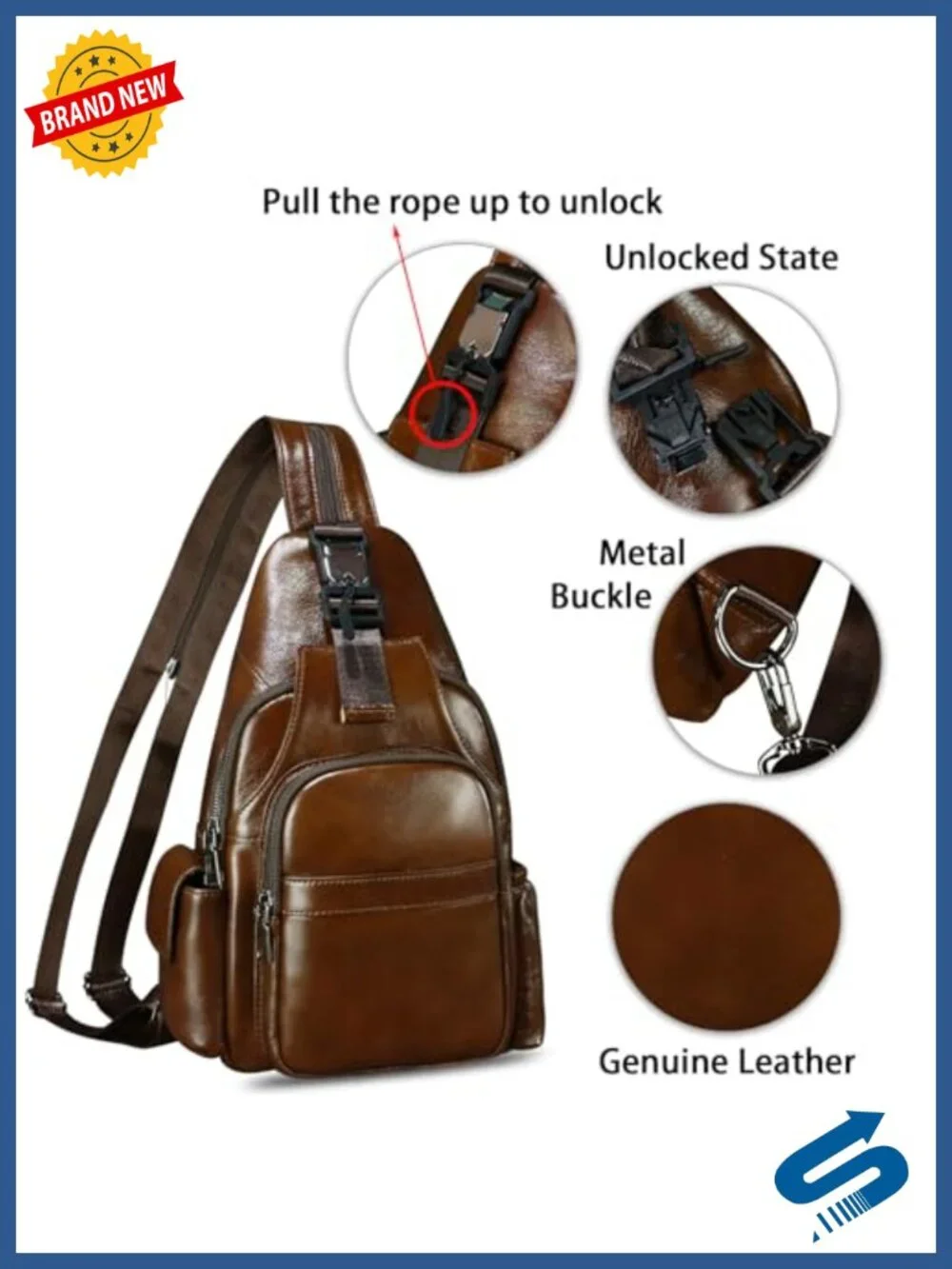 Genuine Leather Convertible Sling Backpack Crossbody Handmade Shoulder Bag